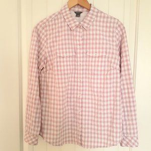 Eddie Bauer Mountain Long Sleeve Button Front Shirt Purple/White Plaid Size M